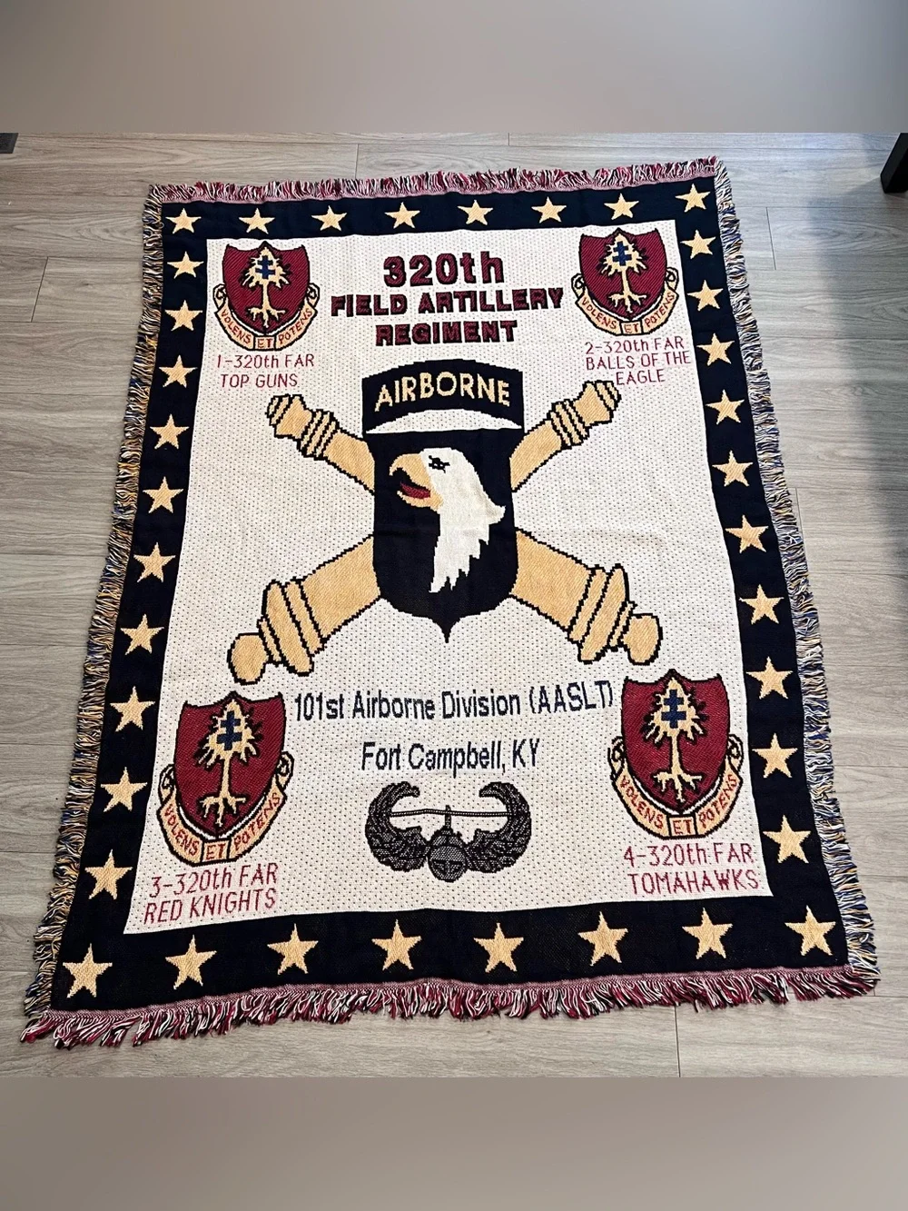 101st Airborne 320th Field Artillery Woven Throw Blanket 50x68